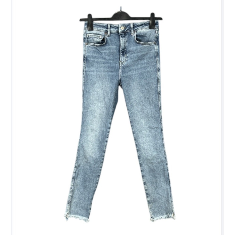 WE THE FREE Blue Stretch Denim THE RAW HIGH-RISE JEGGING 5-Pocket JEANS Sz 30